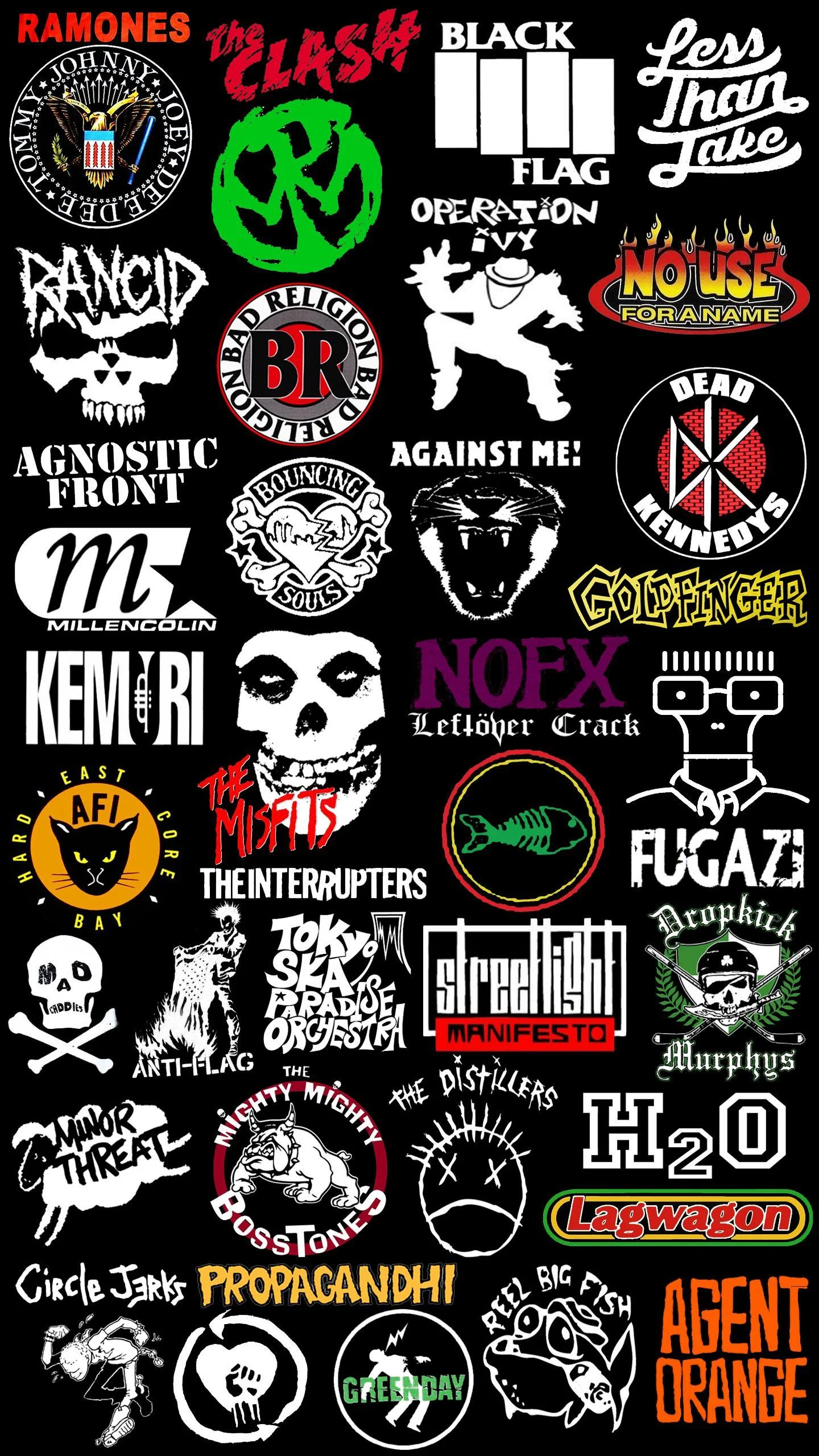 collage con logos de bandas de música punk